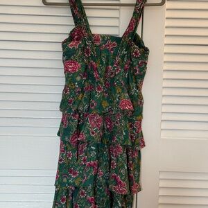 No. 21 Green and Pink Floral Mini Dress
